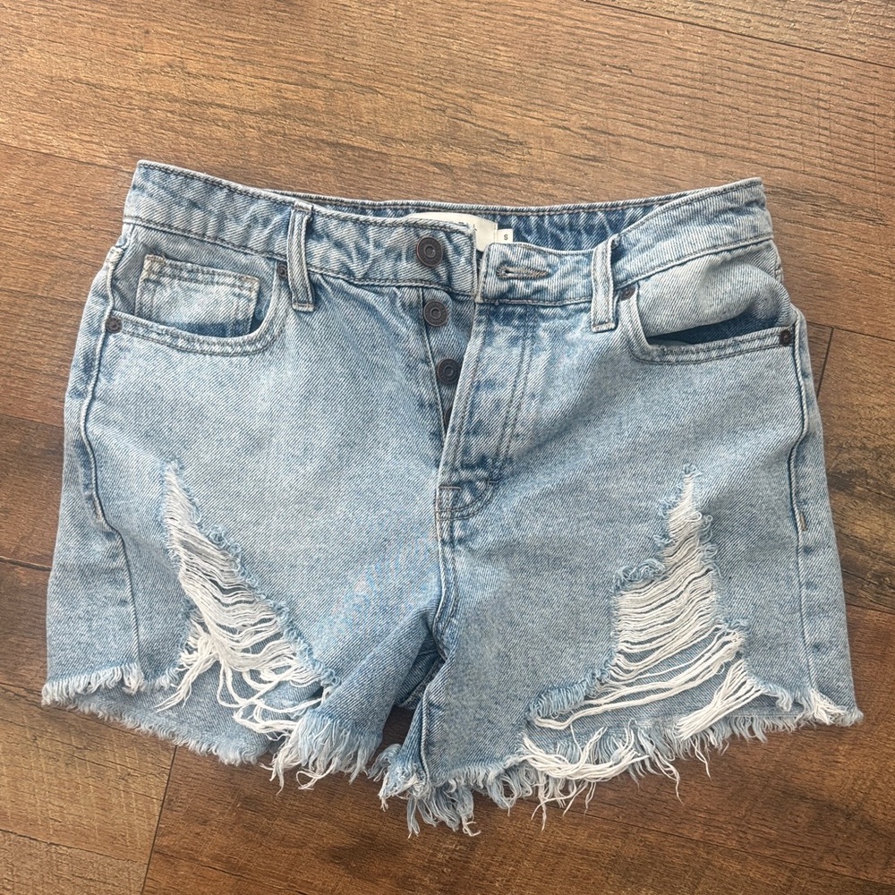 Light Blue Distressed Jean Shorts